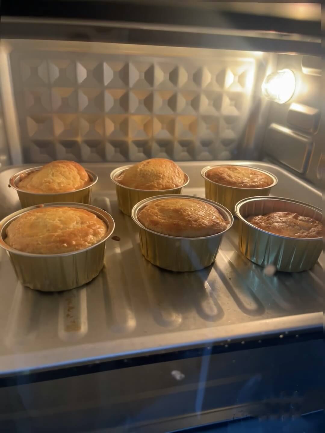 aluminum tray in oven
